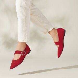 COPY - Vivaia Pointed-toe Mary-Jane Flats (Maria) Ruby Red Size 37.5